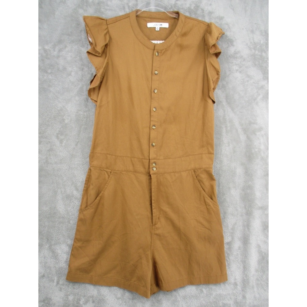 Joes Jeans Romper Womens XL Henna Ruffle Chambray Button Front Boho Pockets